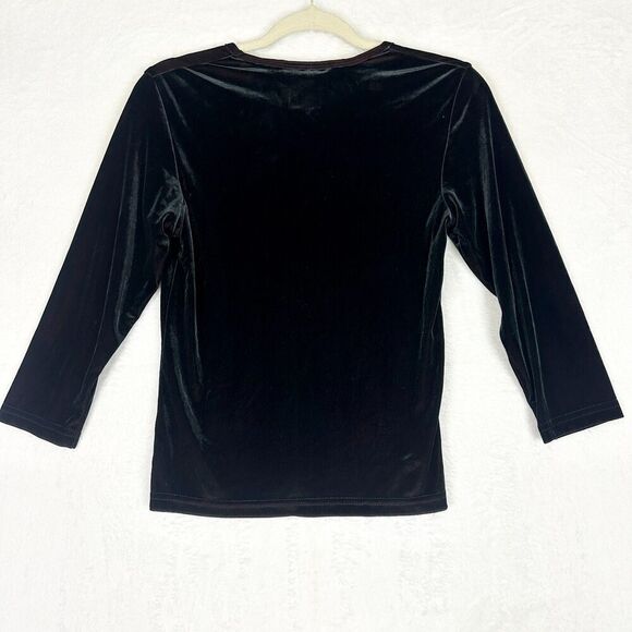 No Boundaries Vintage 90s Y2K Velvet Top Size Small Whimsigoth Witchy V-Neck - Picture 2 of 5